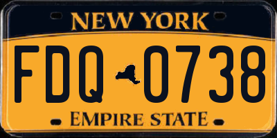 NY license plate FDQ0738