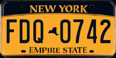 NY license plate FDQ0742