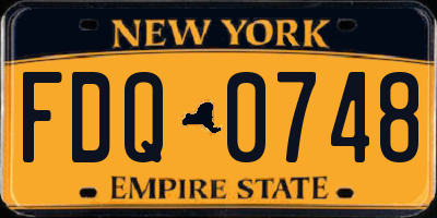 NY license plate FDQ0748