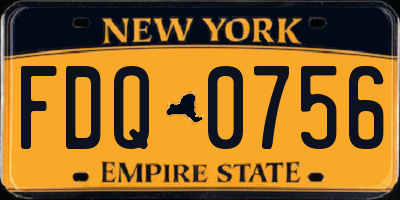 NY license plate FDQ0756