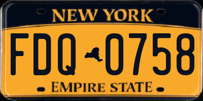NY license plate FDQ0758