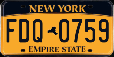 NY license plate FDQ0759