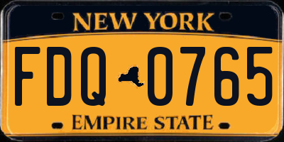 NY license plate FDQ0765