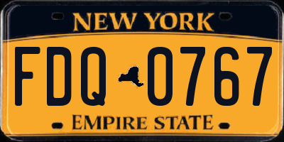 NY license plate FDQ0767