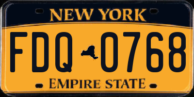 NY license plate FDQ0768
