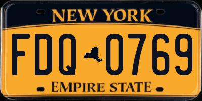 NY license plate FDQ0769
