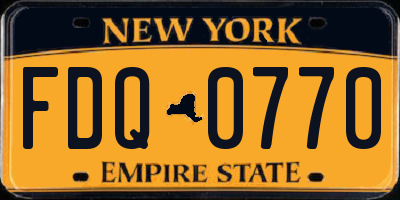 NY license plate FDQ0770