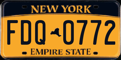 NY license plate FDQ0772
