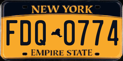 NY license plate FDQ0774
