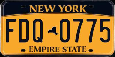 NY license plate FDQ0775