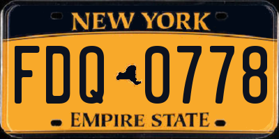 NY license plate FDQ0778