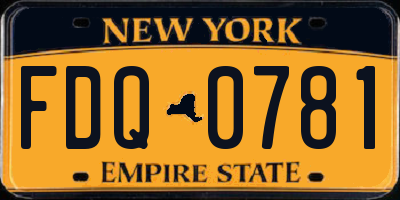NY license plate FDQ0781