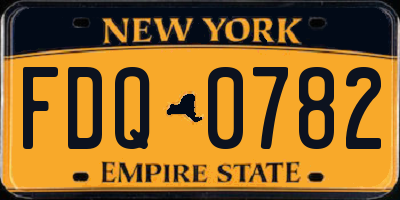 NY license plate FDQ0782