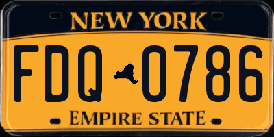 NY license plate FDQ0786