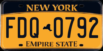 NY license plate FDQ0792