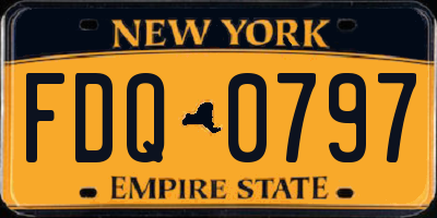 NY license plate FDQ0797