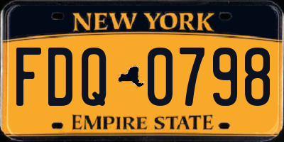 NY license plate FDQ0798