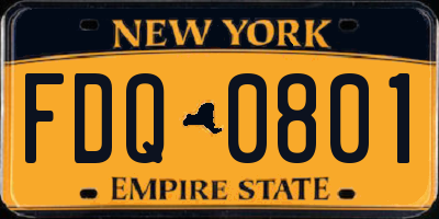 NY license plate FDQ0801