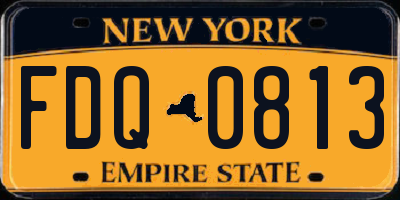 NY license plate FDQ0813