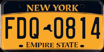 NY license plate FDQ0814