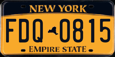 NY license plate FDQ0815