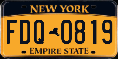 NY license plate FDQ0819