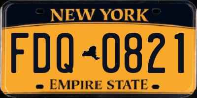 NY license plate FDQ0821
