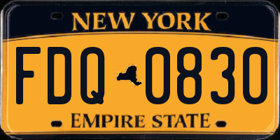 NY license plate FDQ0830