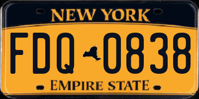 NY license plate FDQ0838