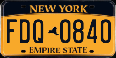 NY license plate FDQ0840