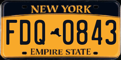NY license plate FDQ0843