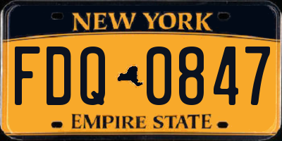 NY license plate FDQ0847