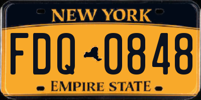 NY license plate FDQ0848