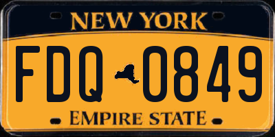 NY license plate FDQ0849