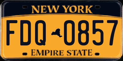 NY license plate FDQ0857