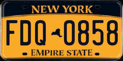 NY license plate FDQ0858