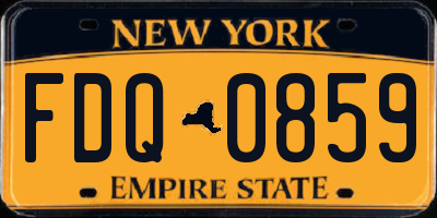NY license plate FDQ0859