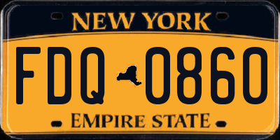 NY license plate FDQ0860