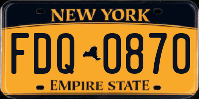 NY license plate FDQ0870