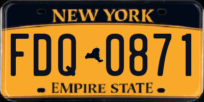 NY license plate FDQ0871