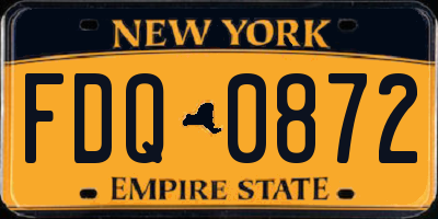 NY license plate FDQ0872