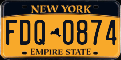 NY license plate FDQ0874
