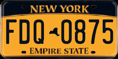 NY license plate FDQ0875