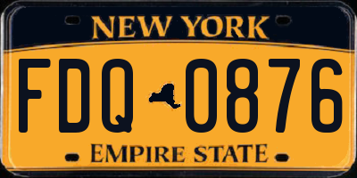 NY license plate FDQ0876