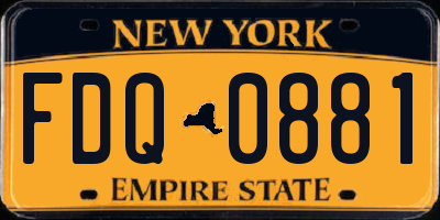 NY license plate FDQ0881