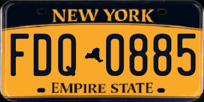 NY license plate FDQ0885
