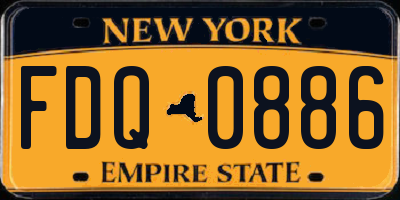 NY license plate FDQ0886