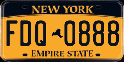 NY license plate FDQ0888