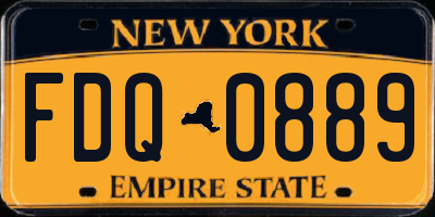NY license plate FDQ0889