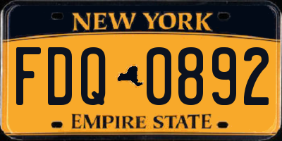NY license plate FDQ0892